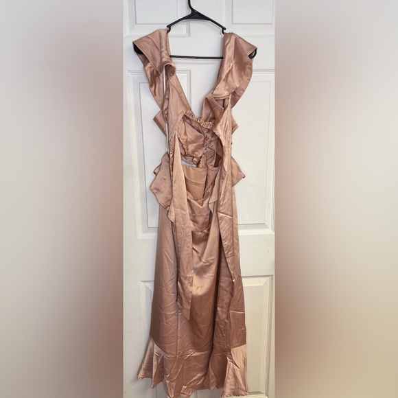 Show Me Your MuMu Zoey Midi Dress Blush Luxe Satin New With Tags Size XL - Picture 11 of 12